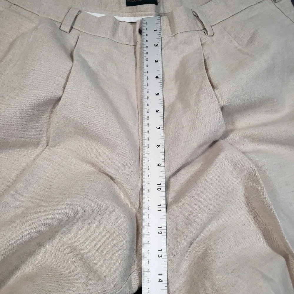 Dockers Trousers Mens W40 L32 Beige Linen Cotton Pleated Relaxed Fit
